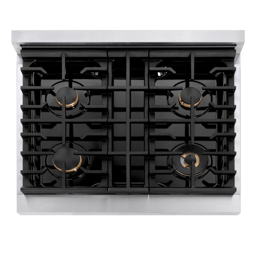ZLINE Paramount 30-inch rangetop in stainless steel SRT-BR-30, from above