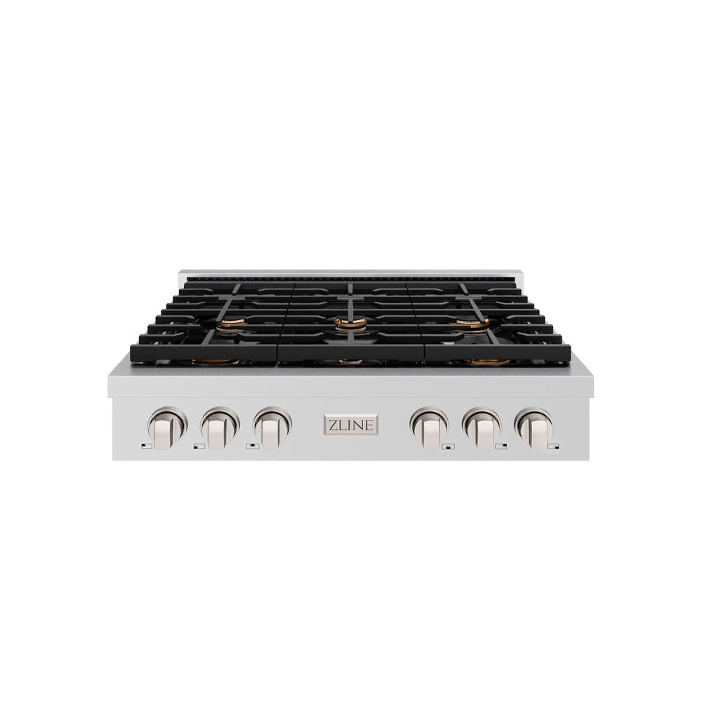 ZLINE Paramount 36-inch rangetop in stainless steel SRT-BR-36, front view