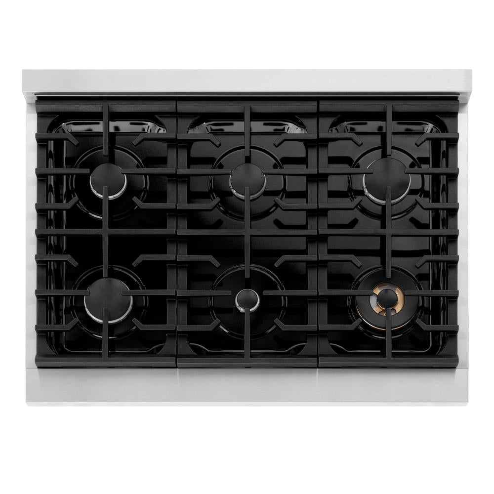 ZLINE Paramount 36-inch rangetop in stainless steel SRT36, from above