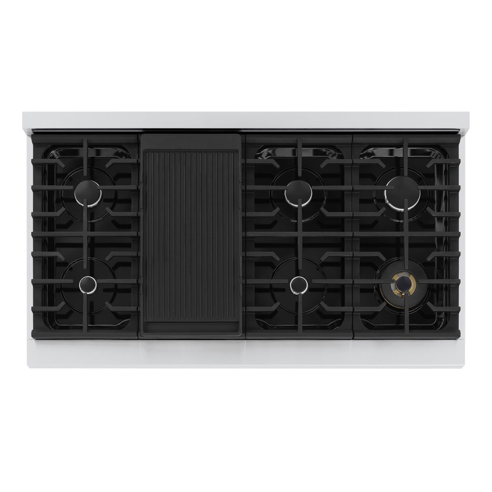 ZLINE Marino 48-inch range in stainless steel with white matte door MDR-WM-48, from above