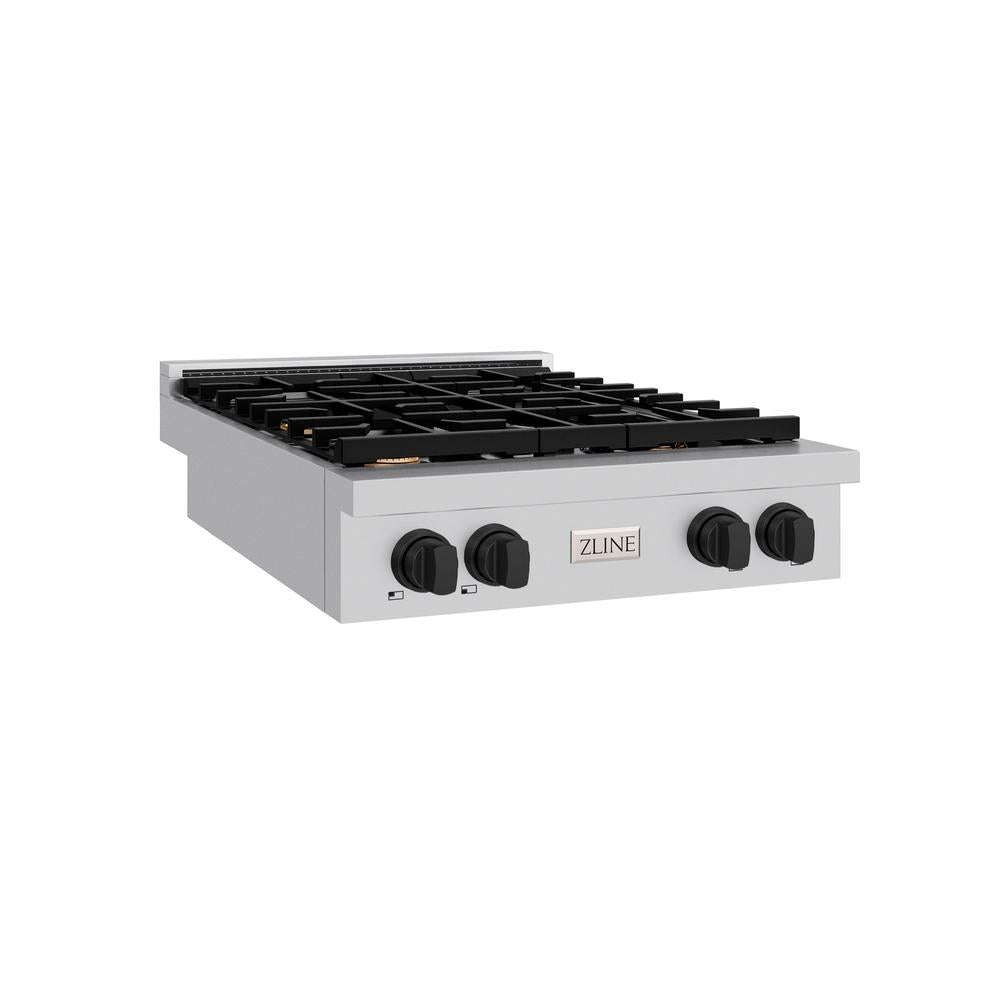 ZLINE Autograph Edition Paramount 30-inch rangetop in stainless steel and matte black accents SRTZ-30-MB