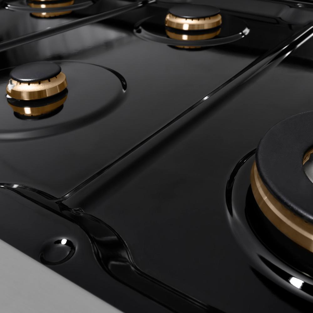 ZLINE Autograph Edition Paramount 48-inch rangetop in stainless steel and polished gold accents SRTZ-48-G, from above