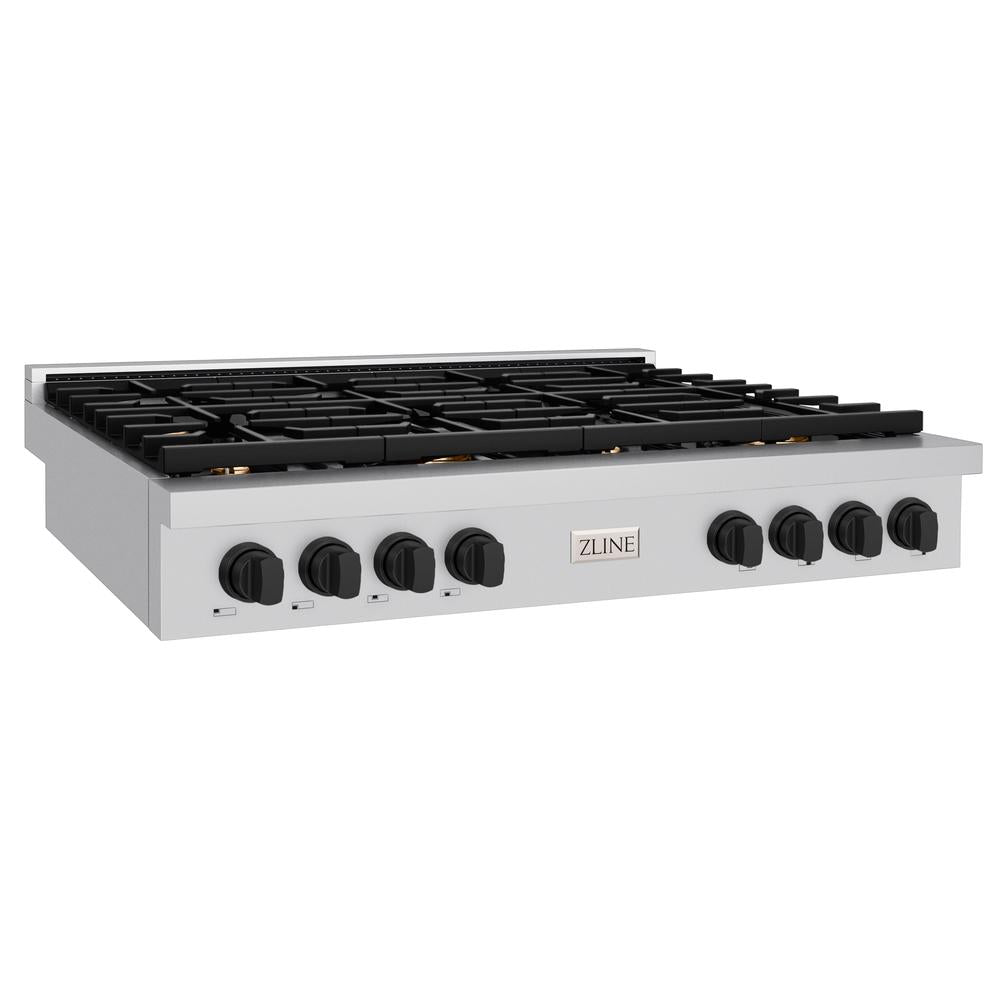 ZLINE Autograph Edition Paramount 48-inch rangetop in stainless steel and matte black accents SRTZ-48-MB