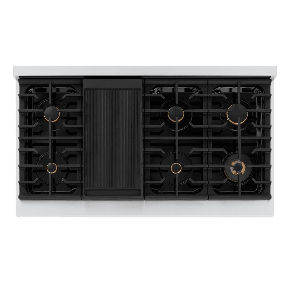 ZLINE Autograph Edition Paramount 48-inch rangetop in stainless steel and matte black accents SRTZ-48-MB, from above