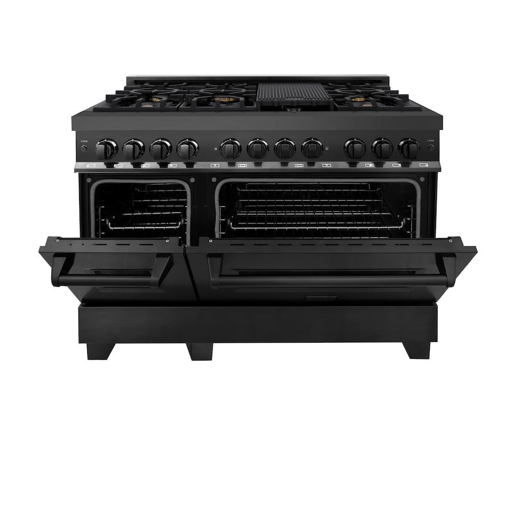 ZLINE Legacy 48-inch range in black stainless steel RAB-BR-48, front view