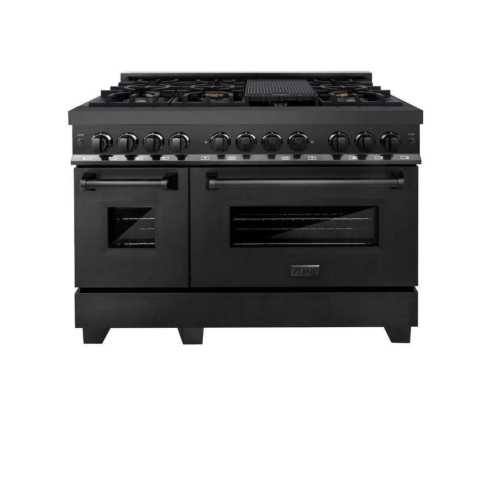 ZLINE Legacy 48-inch range in black stainless steel RAB-BR-48, front view
