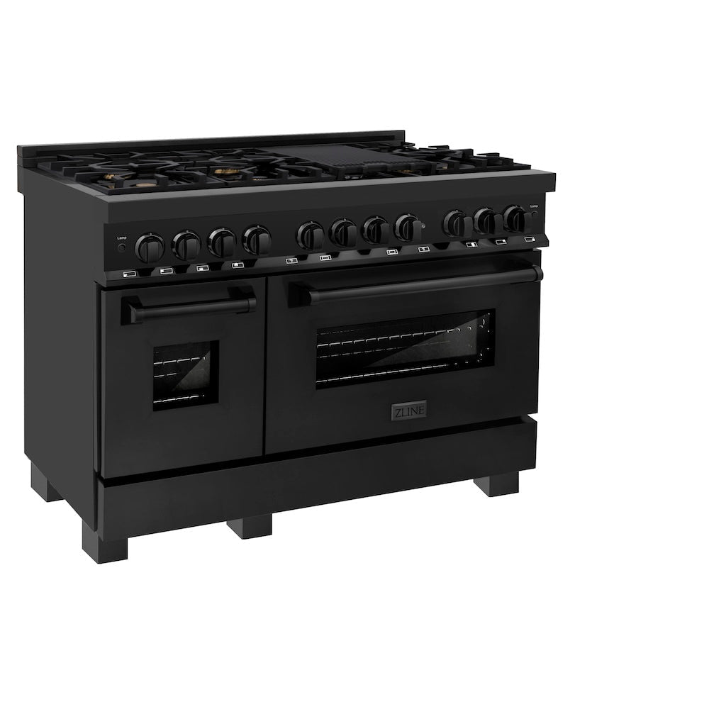ZLINE Legacy 48-inch range in black stainless steel RAB-BR-48, view 6