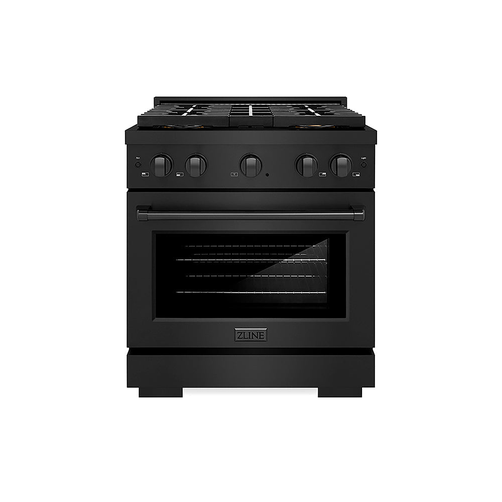 ZLINE Paramount 30-inch range in black stainless steel PSDRB-30, front view