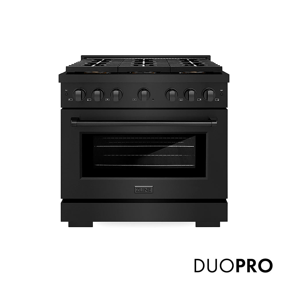 ZLINE Paramount 36-inch range in black stainless steel PSDRB-36