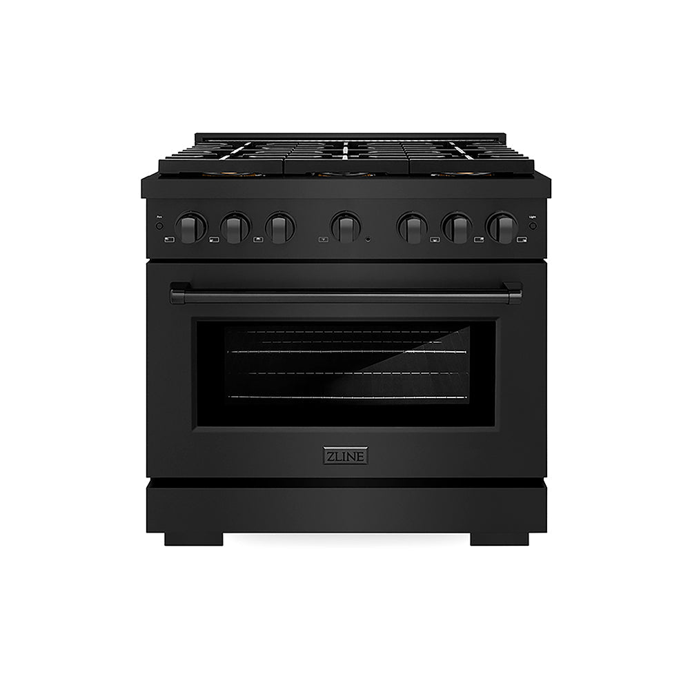 ZLINE Paramount 36-inch range in black stainless steel PSDRB-36, front view