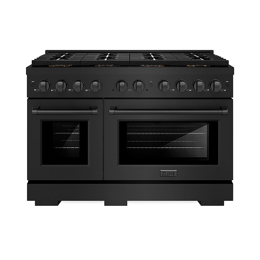 ZLINE Paramount 48-inch range in black stainless steel PSDRB-48, front view