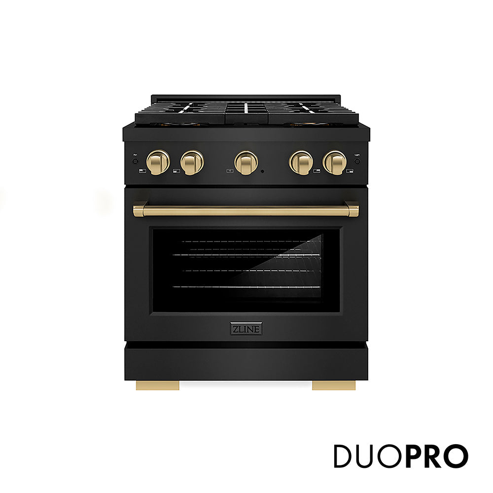 ZLINE Autograph Edition Paramount 30-inch range in black stainless steel and champagne bronze accents PSDRBZ-30-CB