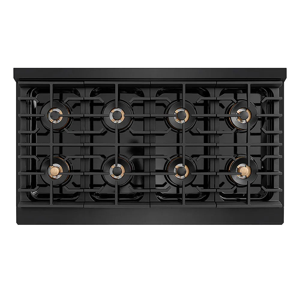 ZLINE Autograph Edition Paramount 48-inch range in black stainless steel and champagne bronze accents PSDRBZ-48-CB, from above