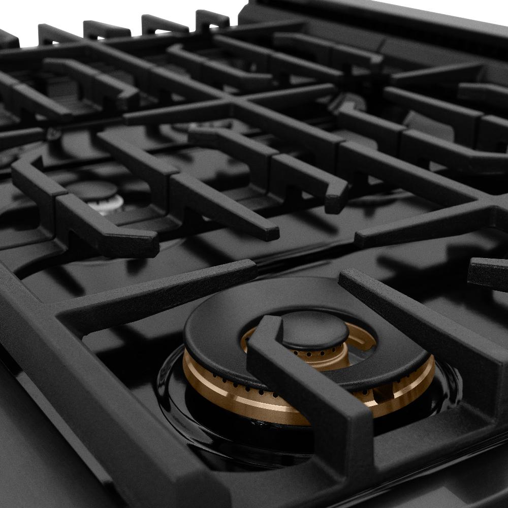 ZLINE Paramount 36-inch range in black stainless steel SDRB-36, detail