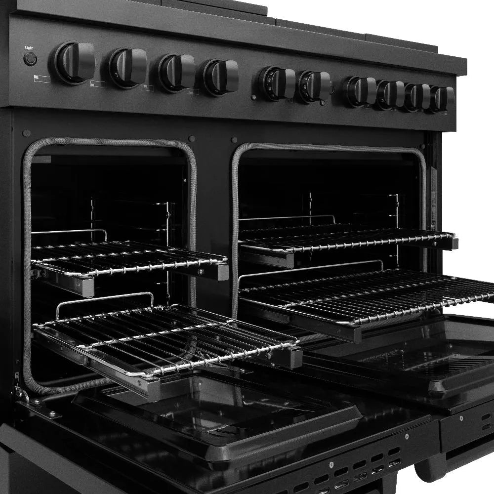 ZLINE Paramount 48-inch range in black stainless steel SDRB-48, detail