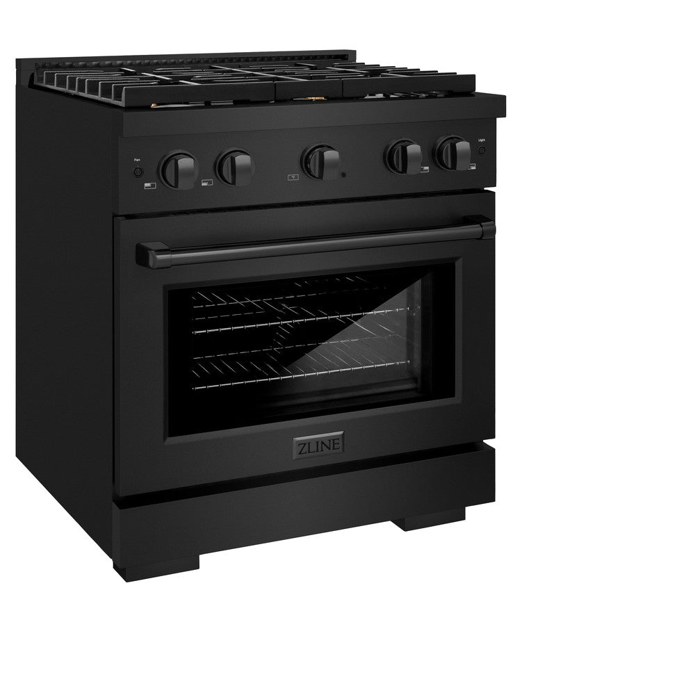ZLINE Paramount 30-inch range in black stainless steel SDRB-BR-30, view 4