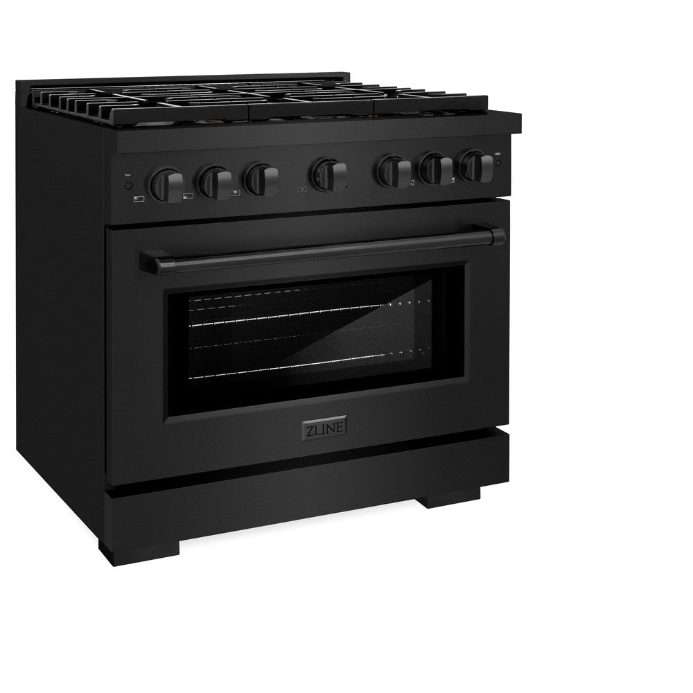 ZLINE Paramount 36-inch range in black stainless steel SDRB-BR-36, view 5