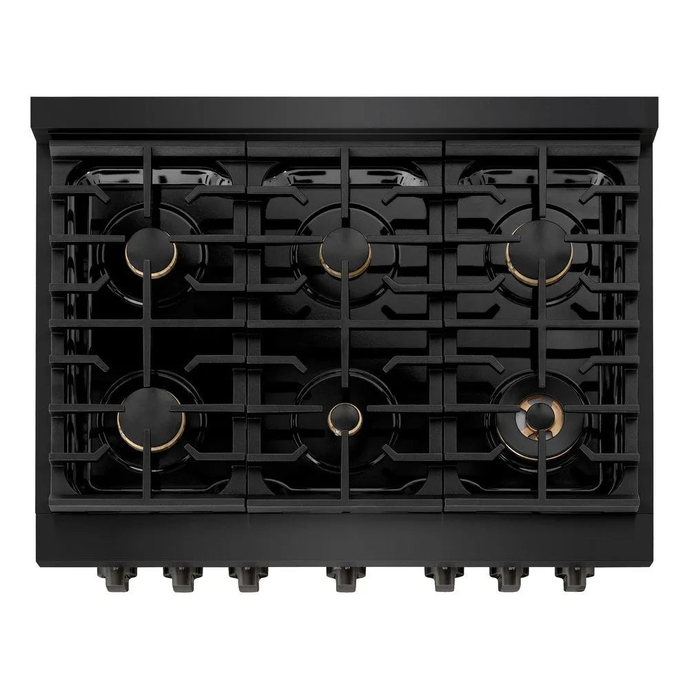 ZLINE Paramount 36-inch range in black stainless steel SDRB-BR-36, from above