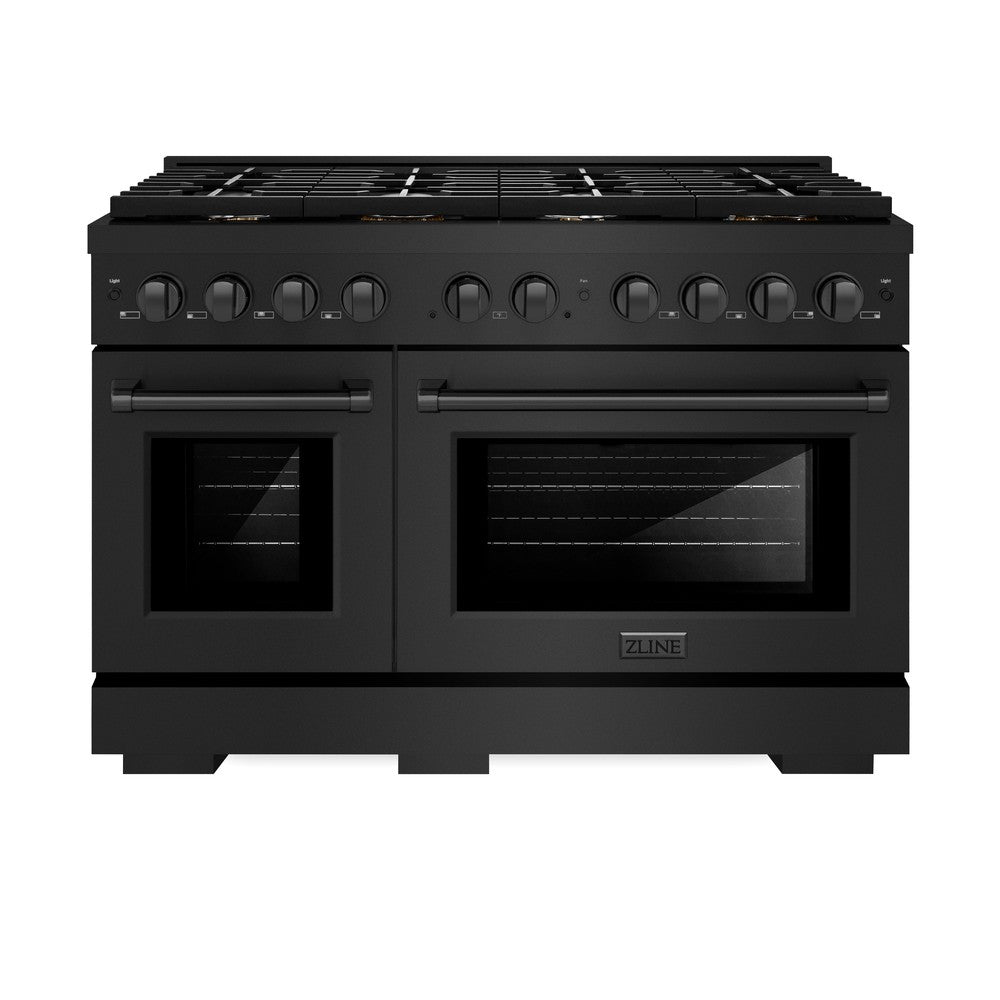 ZLINE Paramount 48-inch range in black stainless steel SDRB-BR-48, front view