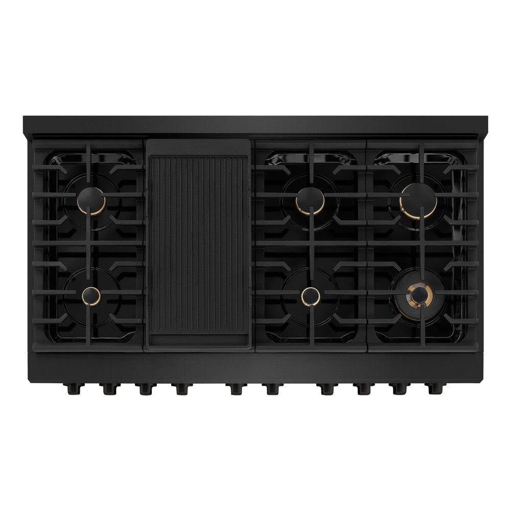 ZLINE Paramount 48-inch range in black stainless steel SDRB-BR-48, from above