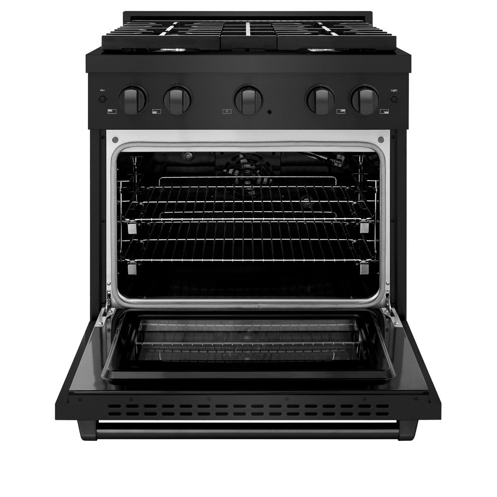 ZLINE Paramount 30-inch range in black stainless steel SGRB-30, front view