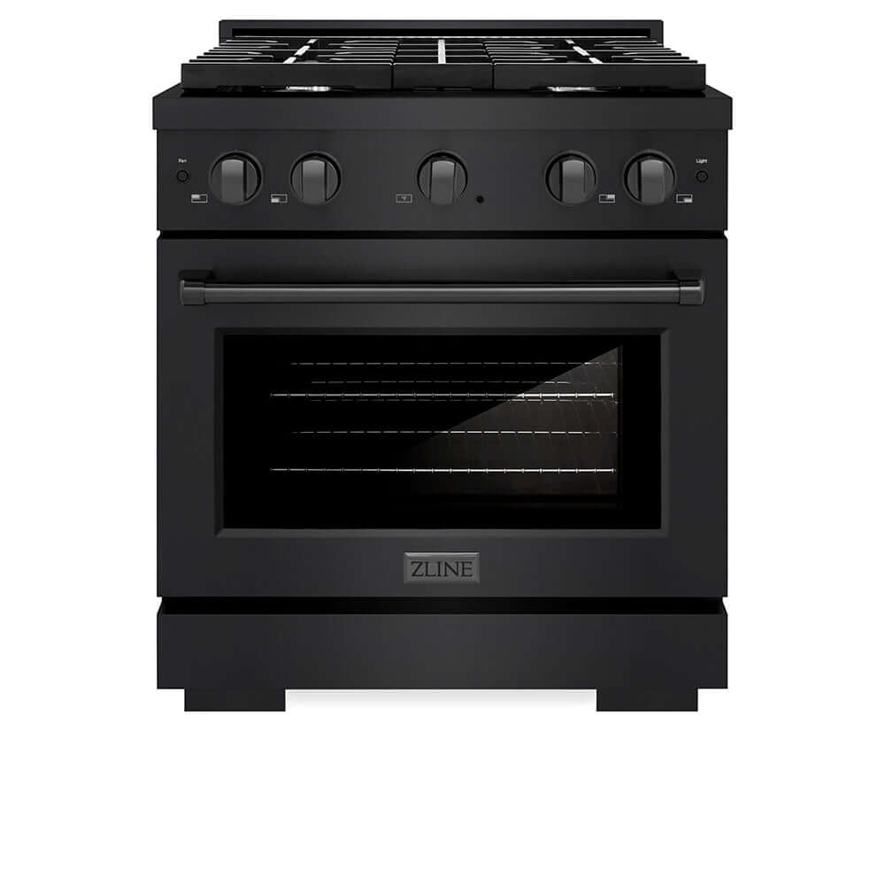 ZLINE Paramount 30-inch range in black stainless steel SGRB2-30, front view