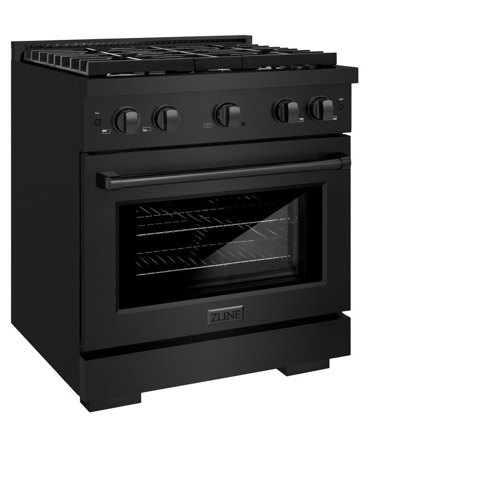 ZLINE Paramount 30-inch range in black stainless steel SGRB-30, view 4