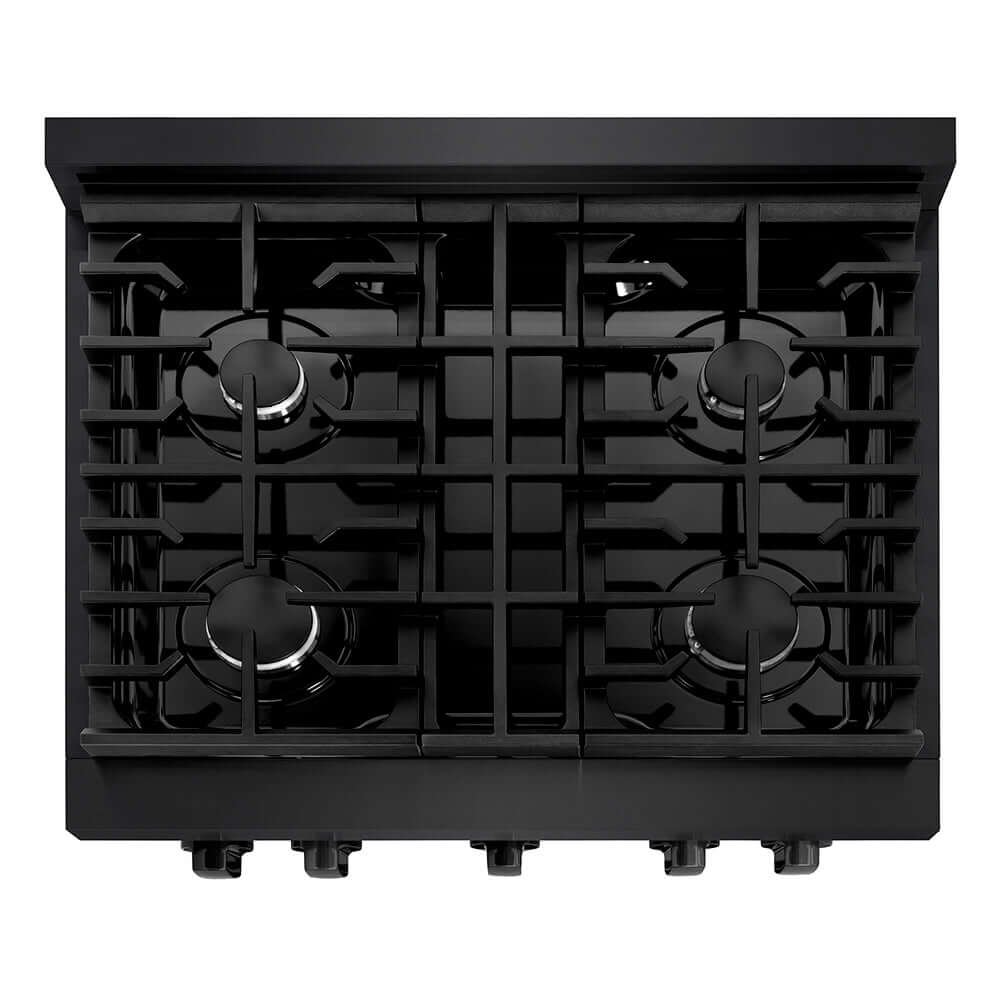 ZLINE Paramount 30-inch range in black stainless steel SGRB2-30, from above