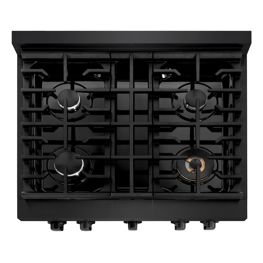 ZLINE Paramount 30-inch range in black stainless steel SGRB-30, from above