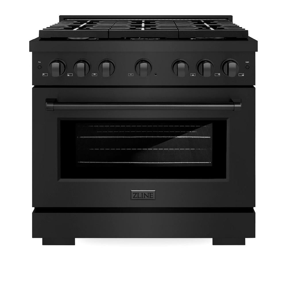 ZLINE Paramount 36-inch range in black stainless steel SGRB-36, front view