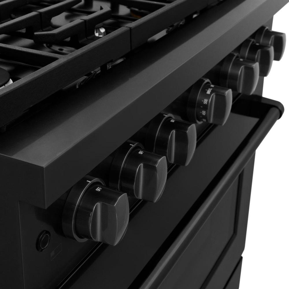 ZLINE Paramount 36-inch range in black stainless steel SGRB-36, detail