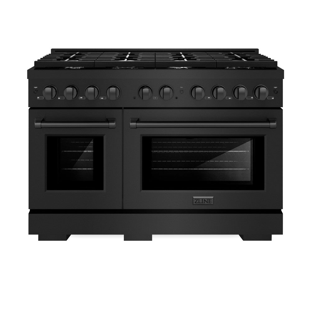 ZLINE Paramount 48-inch range in black stainless steel SDRB-48, front view
