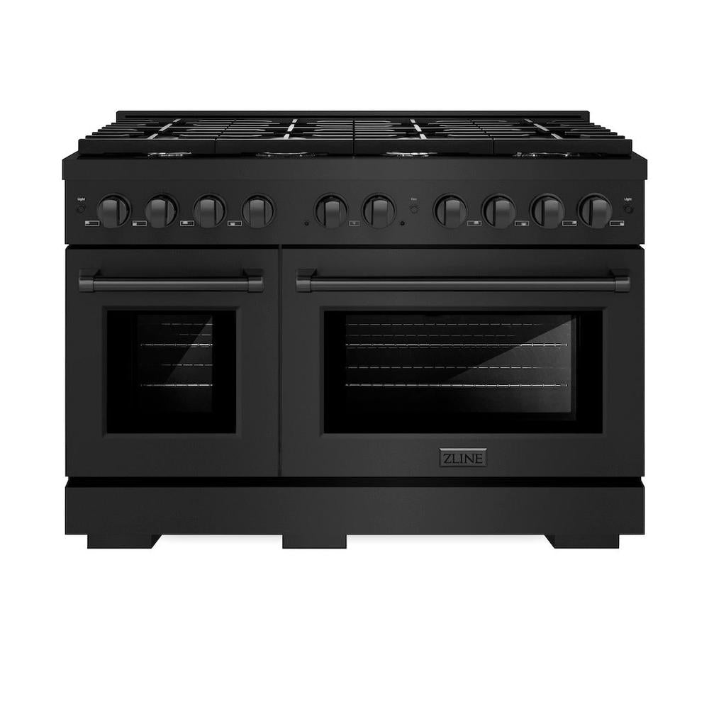 ZLINE Paramount 48-inch range in black stainless steel SGRB-48, front view