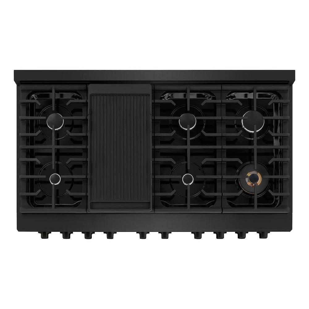 ZLINE Paramount 48-inch range in black stainless steel SGRB-48, from above