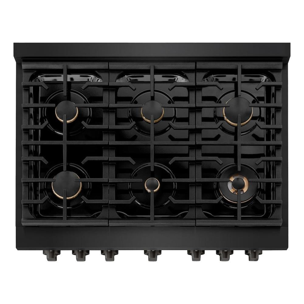 ZLINE Paramount 36-inch range in black stainless steel SGRB-BR-36, from above