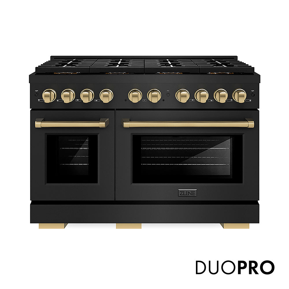 ZLINE Autograph Edition Paramount 48-inch range in black stainless steel and champagne bronze accents PSGRBZ-48-CB