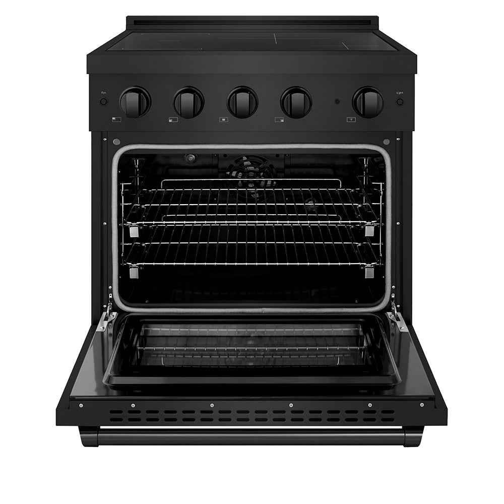 ZLINE Paramount 30-inch range in black stainless steel SINRB-30, front view