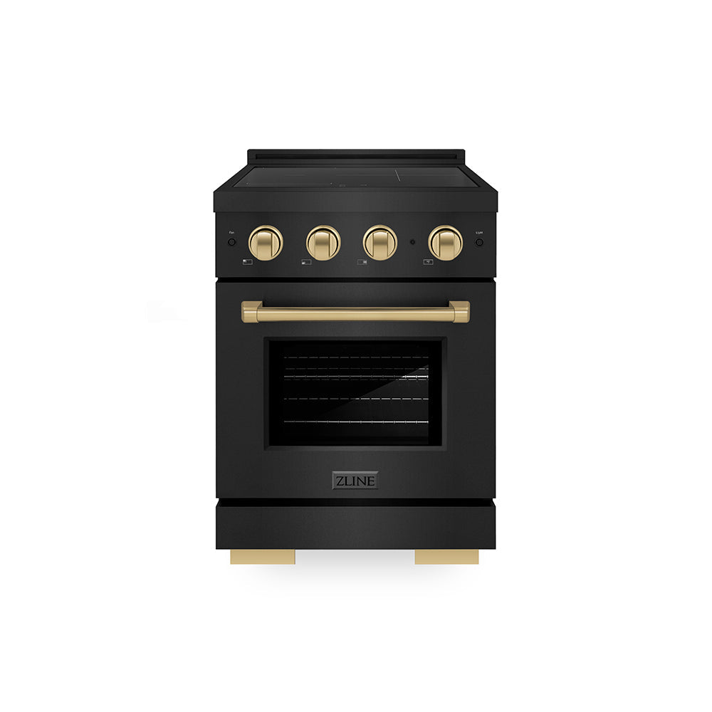 ZLINE Autograph Edition Paramount 24-inch range in black stainless steel and champagne bronze accents SINRBZ-24-CB