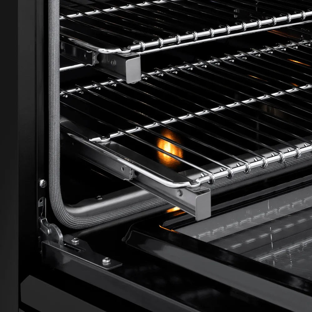 ZLINE Autograph Edition Paramount 36-inch range in black stainless steel and champagne bronze accents SINRBZ-36-CB, detail