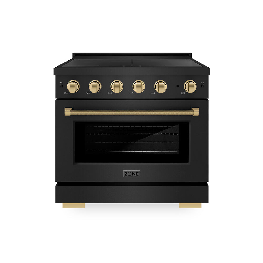ZLINE Autograph Edition Paramount 36-inch range in black stainless steel and champagne bronze accents SINRBZ-36-KCB