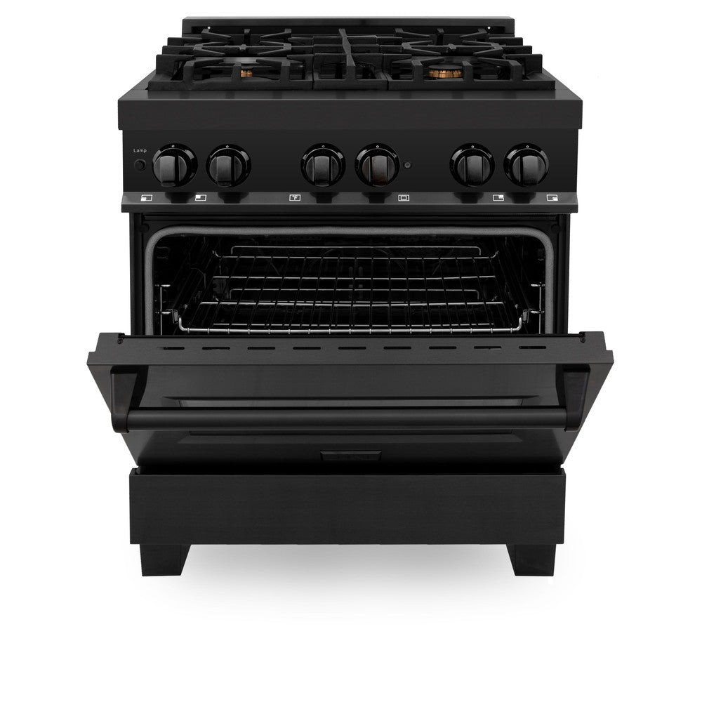 ZLINE Legacy 30-inch range in black stainless steel RAB-BR-30, front view