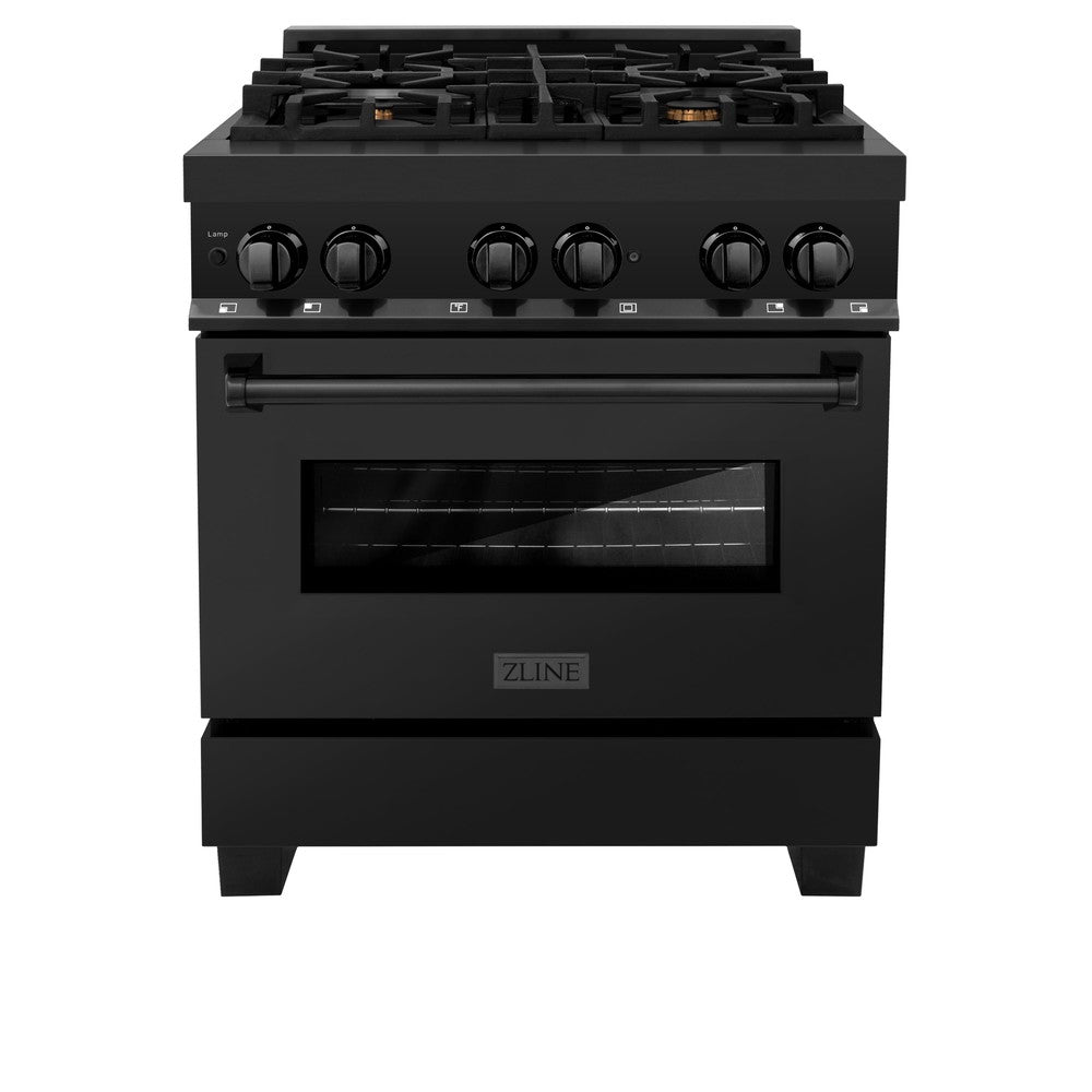 ZLINE Legacy 30-inch range in black stainless steel RAB-BR-30, front view