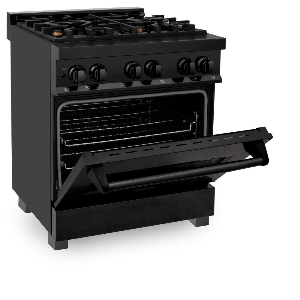 ZLINE Legacy 30-inch range in black stainless steel RAB-BR-30, door open