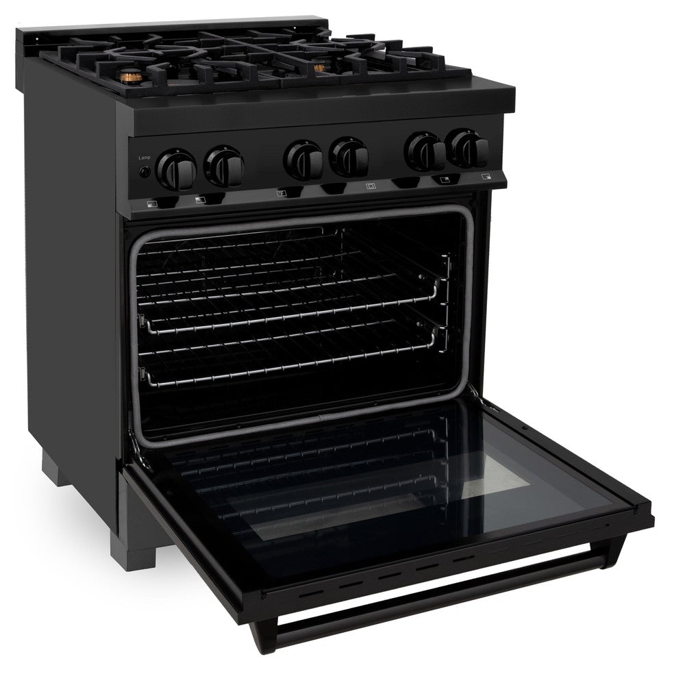 ZLINE Legacy 30-inch range in black stainless steel RAB-BR-30, door open