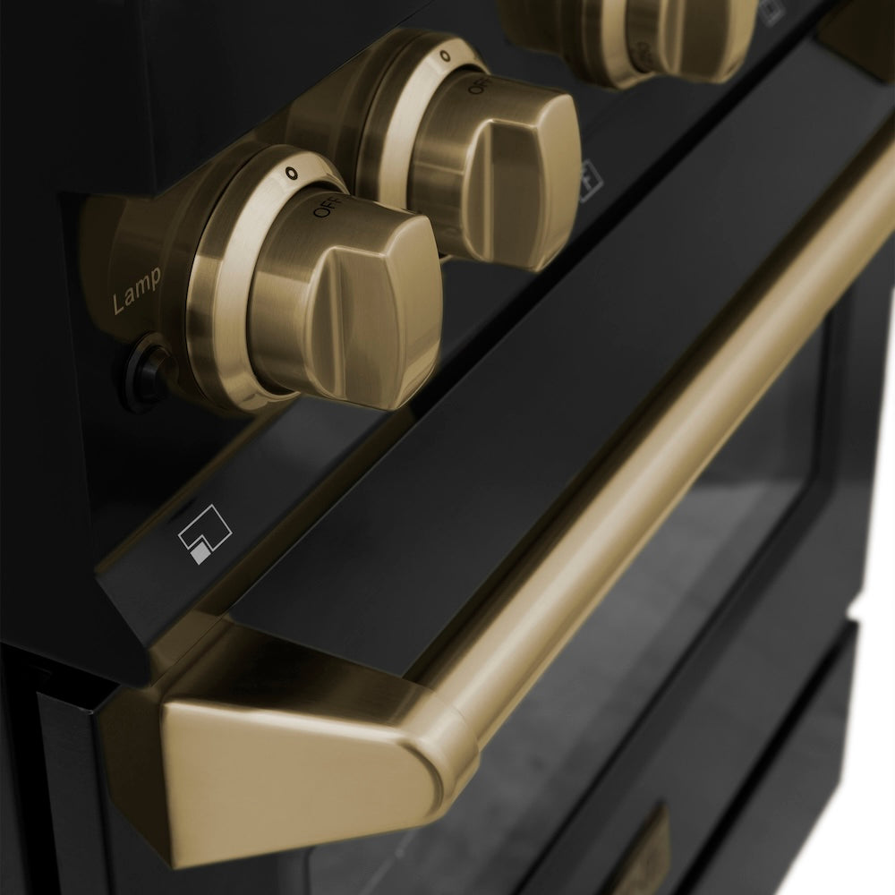 ZLINE Autograph Edition Legacy 36-inch range in black stainless steel and champagne bronze accents RABZ-36-CB, detail