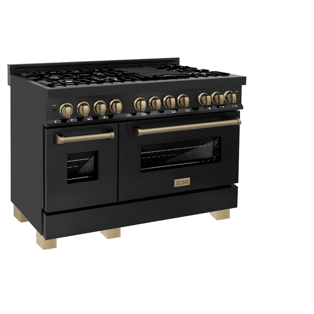ZLINE Autograph Edition Legacy 48-inch range in black stainless steel and champagne bronze accents RABZ-48-CB, view 6
