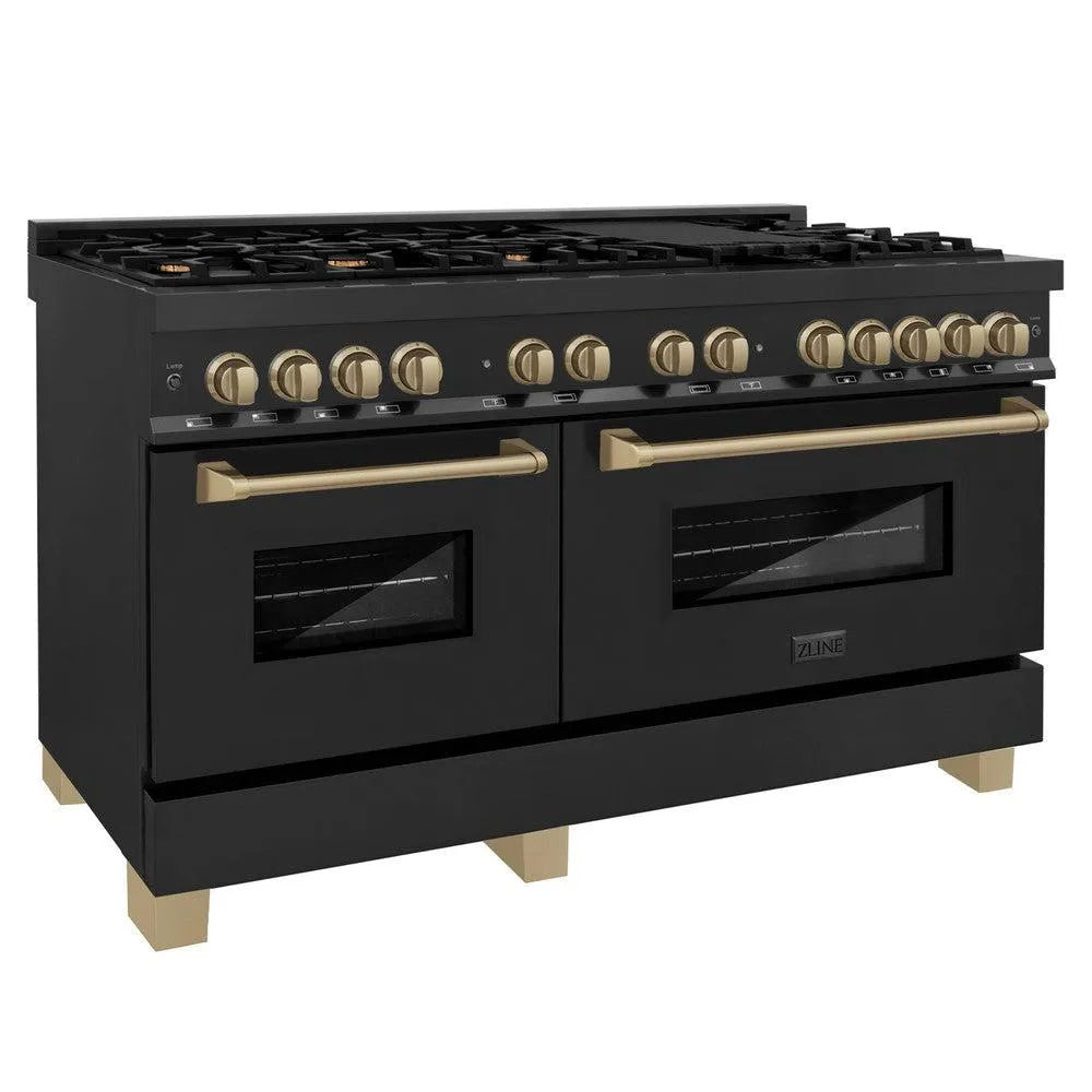 ZLINE Autograph Edition Legacy 60-inch range in black stainless steel and champagne bronze accents RABZ-60-CB