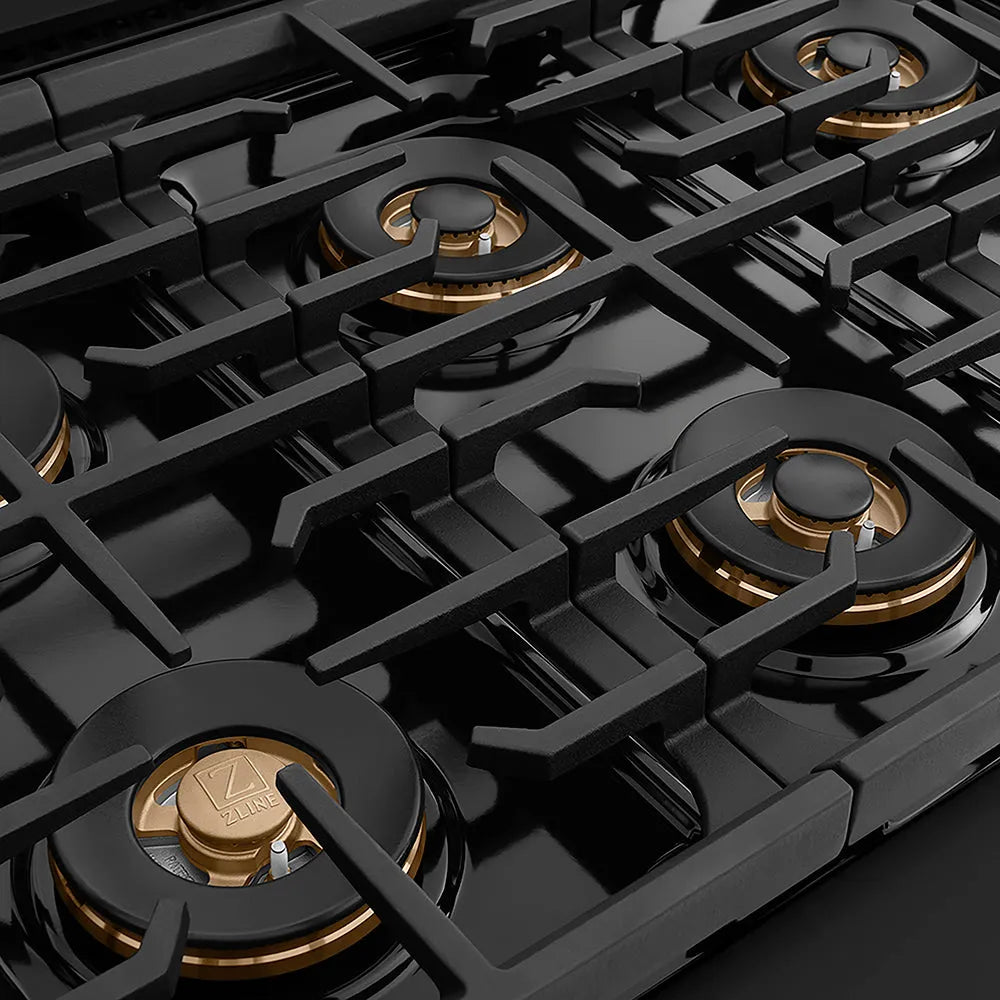 ZLINE Paramount 36-inch rangetop in black stainless steel PSRTB-36, from above