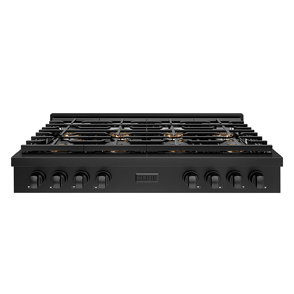 ZLINE Paramount 48-inch rangetop in black stainless steel PSRTB-48, front view