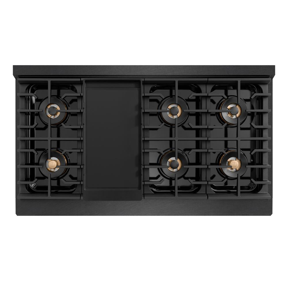 ZLINE Paramount 48-inch range in black satin stainless steel PSDRBS-48, from above